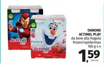 Pam Danone Actimel Play Da Bere Alla Fragola Frozen / Spiderman offerta