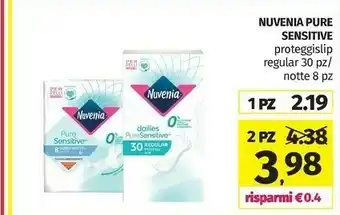Pam Nuvenia Pure Sensitive Proteggislip Regular 30 Pz/ Notte 8 Pz offerta