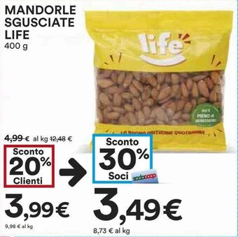Coop MANDORLE SGUSCIATE LIFE 400 g offerta