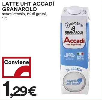 LATTE UHT ACCADÌ GRANAROLO senza lattosio, 1% di grassi, 1 lt