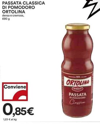 Coop PASSATA CLASSICA DI POMODORO ORTOLINA densa e cremosa, 690 g offerta