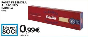 Coop PASTA DI SEMOLA AL BRONZO BARILLA 400 g offerta