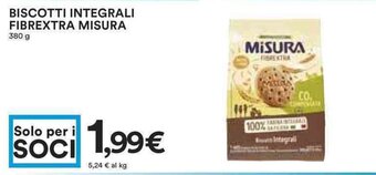 Coop BISCOTTI INTEGRALI FIBREXTRA MISURA 380 g offerta