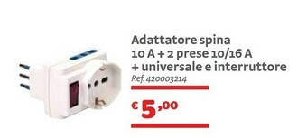 Adattatore Spina 10A + 2 Prese 10/16A + Universale E Interruttore