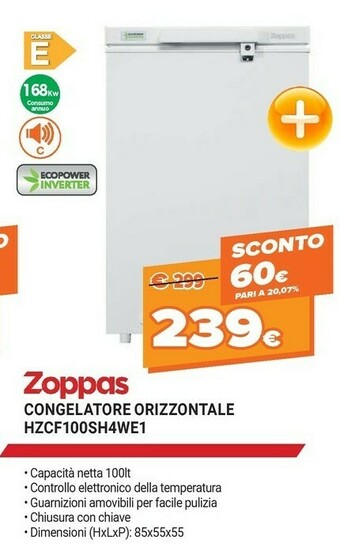 Expert Zoppas Congelatore Orizzontale HZCF100SH4WE1 offerta