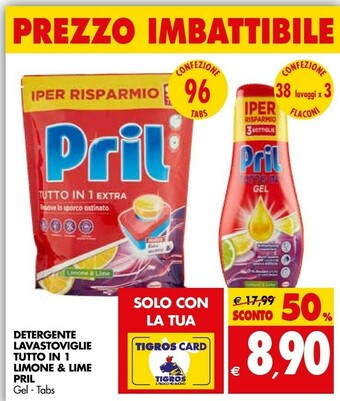 Tigros Pril Detergente Lavastoviglie Tutto In 1 Limone & Lime offerta