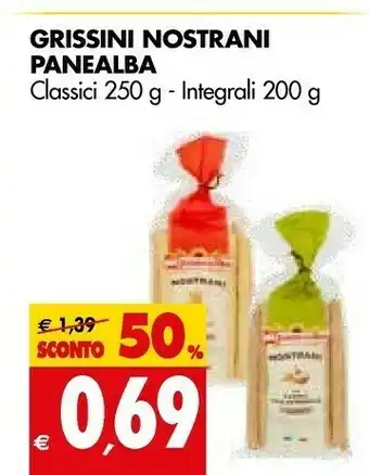 Tigros Panealba Nostrani Grissini Stirati Tipo 0 250 G(ml) offerta