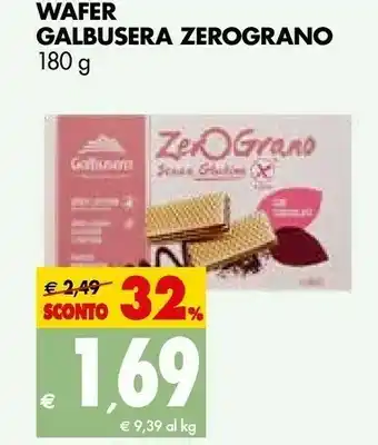 Tigros Galbusera Zero Grano Wafer Con Cioccolato Senza Glutine 180 G(ml) offerta