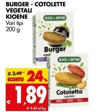 Tigros Kioene Mini Burger Vegetali Agli Spinaci 200 G(ml) offerta