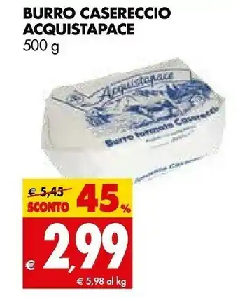 Tigros Acquistapace Burro Casereccio 500 G offerta