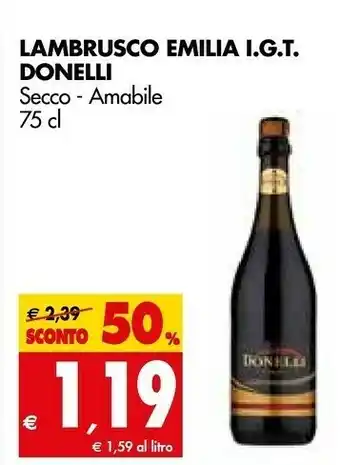 Tigros Donelli Lambrusco Emilia I.G.T offerta