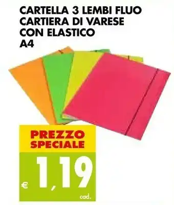 Cartiera Di Varese Cartella 3 Lembi Fluo Con Elastico A4