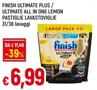 IperFamila FINISH ULTIMATE PLUS / ULTIMATE ALL IN ONE LEMON PASTIGLIE LAVASTOVIGLIE 31/36 lavaggi offerta