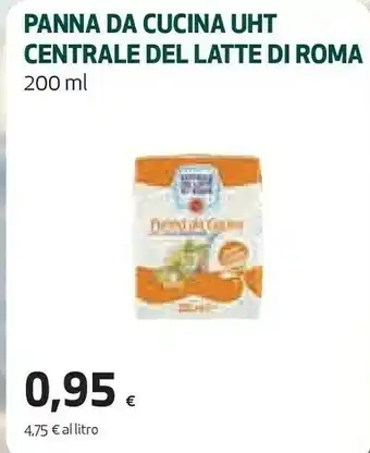 Coop Centrale del latte di roma Panna Da Cucina UHT A Lunga Conservazione 200 G(ml) offerta