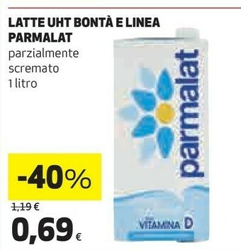 Coop Parmalat Bontà E Linea Latte Parzialmente Scremato 1000 G(ml) offerta