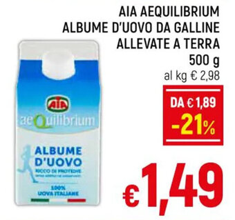 A&O AIA AEQUILIBRIUM ALBUME D'UOVO DA GALLINE ALLEVATE A TERRA 500 g offerta