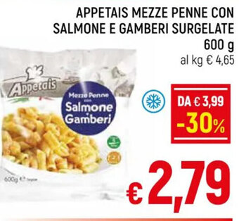 A&O APPETAIS MEZZE PENNE CON SALMONE E GAMBERI SURGELATE 600 g offerta