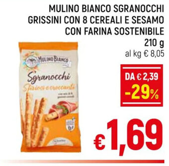 A&O MULINO BIANCO SGRANOCCHI GRISSINI CON 8 CEREALI E SESAMO CON FARINA SOSTENIBILE 210 g offerta