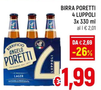 A&O BIRRA PORETTI 4 LUPPOLI 3 x 330 ml offerta