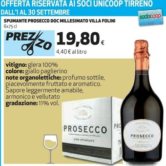 Coop Millesimato Spumante Prosecco Doc Villa Follini 750 Ml offerta