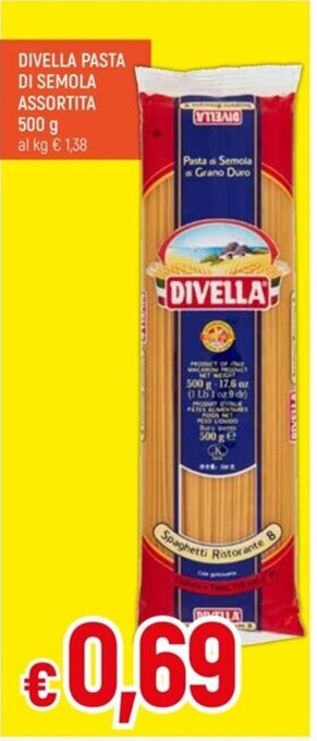 IperFamila DIVELLA PASTA DI SEMOLA ASSORTITA 500 g offerta