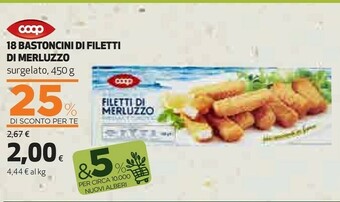 Coop Coop - Bastoncini Di Filetti Di Merluzzo Impanati E Surgelati 450 G(ml) offerta