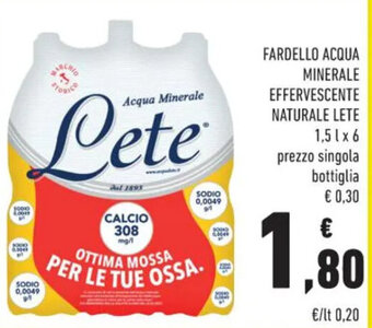 Conad FARDELLO ACQUA MINERALE EFFERVESCENTE NATURALE LETE 1,5 l x 6 offerta