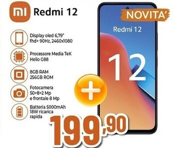 Expert Xiaomi redmi 12 17,2 cm (6.79) dual sim ibrida android 13 4g usb tipo-c 8 gb 256 gb 5000 mah nero offerta