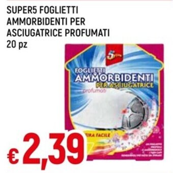 IperFamila SUPER5 FOGLIETTI AMMORBIDENTI PER ASCIUGATRICE PROFUMATI 20 pz offerta