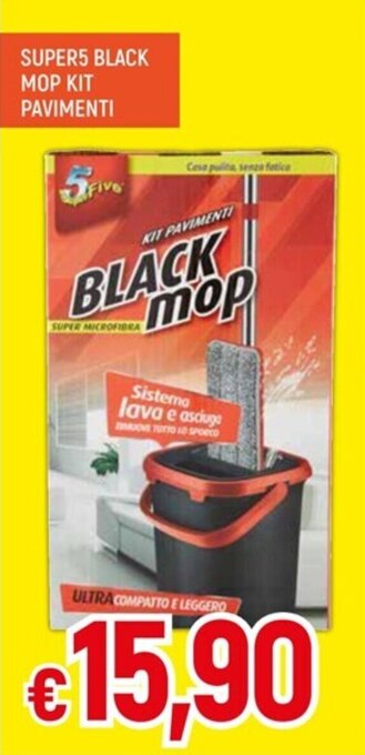 IperFamila SUPER5 BLACK MOP KIT PAVIMENTI offerta