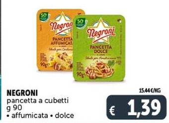 Negroni pancetta a cubetti