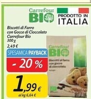 Carrefour Market Carrefour biscotti di farro con gocce di cioccolato bio offerta