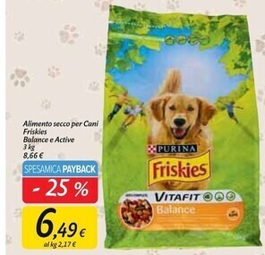Carrefour Market Purina alimento secco per cani friskies balance e active offerta
