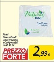 Carrefour Market Natural bibo piatti piani o fondi biodegradabili e compostabili offerta