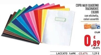 Conad Superstore Copri maxi quaderno trasparente colibri offerta