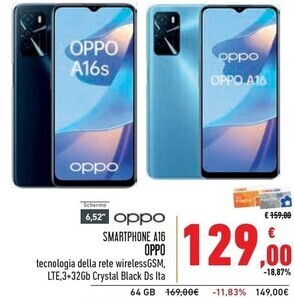 Oppo smartphone a16 3+32gb