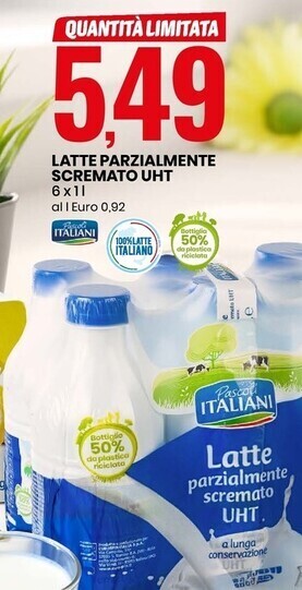 Eurospin Pascoli italiani latte parzialmente scremato uht offerta