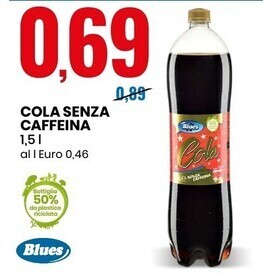 Eurospin Blues cola senza caffeina offerta