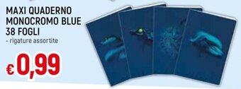 IperFamila MAXI QUADERNO MONOCROMO BLUE 38 FOGLI - rigature assortite offerta
