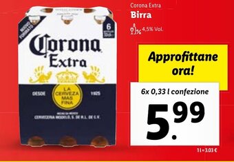 Lidl Corona Extra Birra 6x 0,33 l offerta