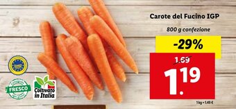Lidl Carote del Fucino IGP 800 g offerta