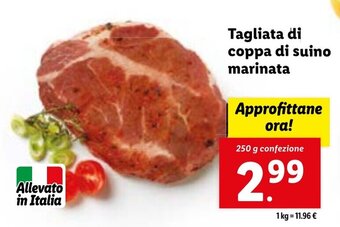 Lidl Tagliata di coppa di suino marinata 250 g offerta