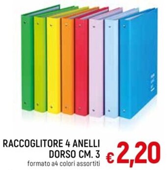 IperFamila RACCOGLITORE 4 ANELLI DORSO CM. 3 formato a4 colori assortiti offerta