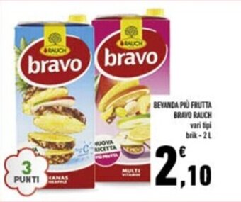 Conad BEVANDA PIÙ FRUTTA BRAVO RAUCH vari tipi brik-2L offerta