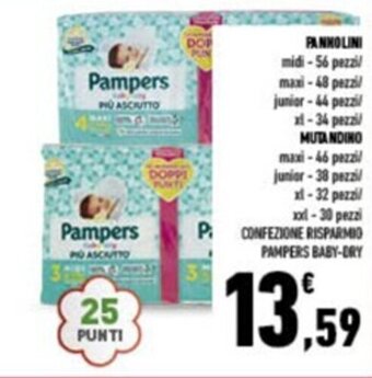 Conad PANNOLINI CONFEZIONE RISPARMIO PAMPERS BABY-DRY offerta