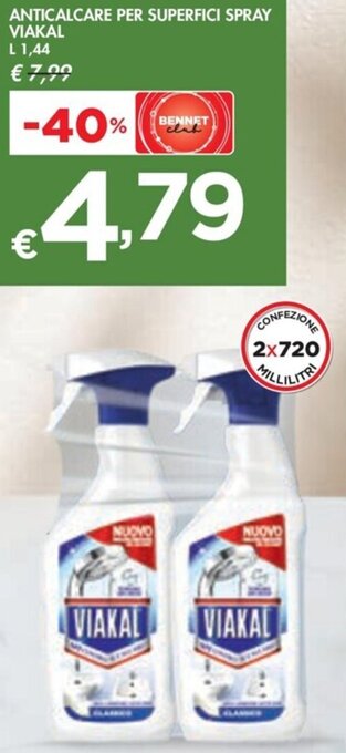 Bennet ANTICALCARE PER SUPERFICI SPRAY VIAKAL L 1,44 offerta
