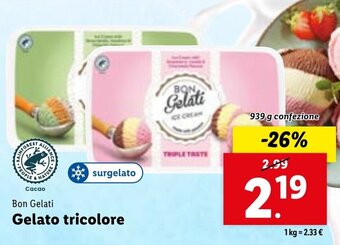 Lidl Bon Gelati Gelato tricolore 939 g confezione offerta