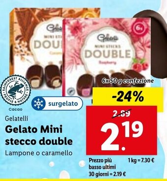 Lidl Gelatelli Gelato Mini stecco double 6 6x 50 g confezione offerta
