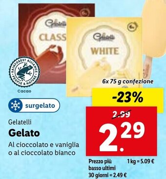 Lidl Gelatelli Gelato 6x 75 g confezione offerta