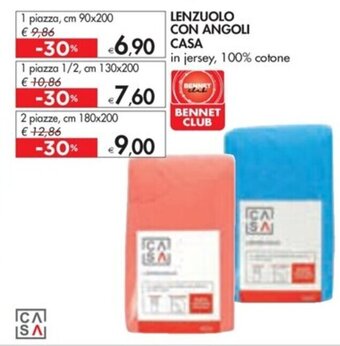 Bennet LENZUOLO CON ANGOLI CASA 1 piazza, cm 90x200 offerta